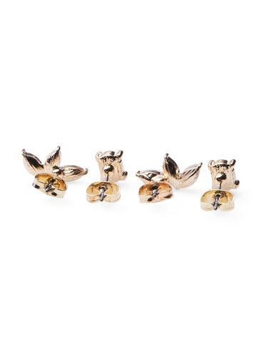 2-pack earrings with coloured rhinestones, Gold, Packshot image number 1