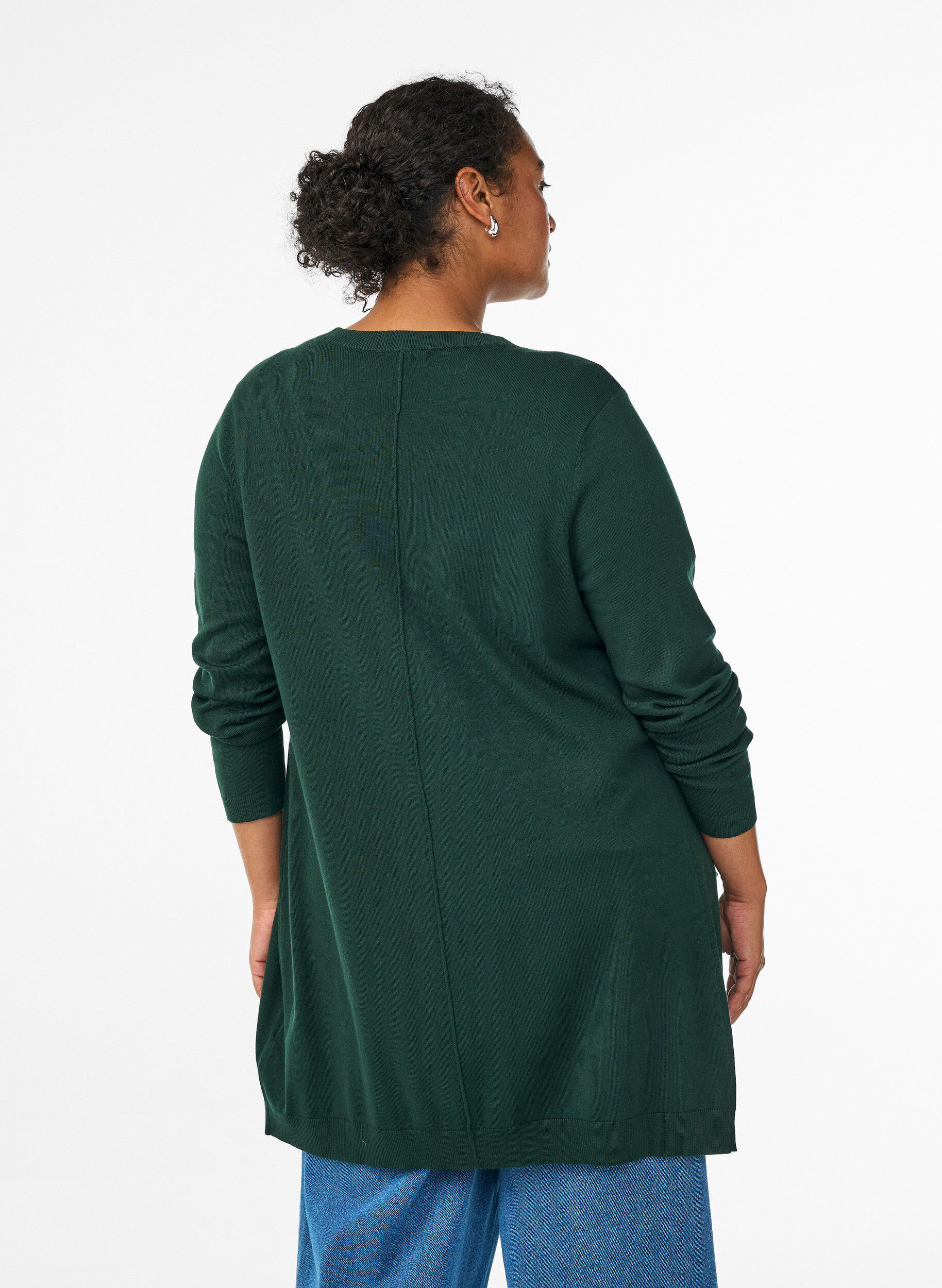 Zizzifashion Long knitted cardigan in a viscose blend, Green, Model image number 2