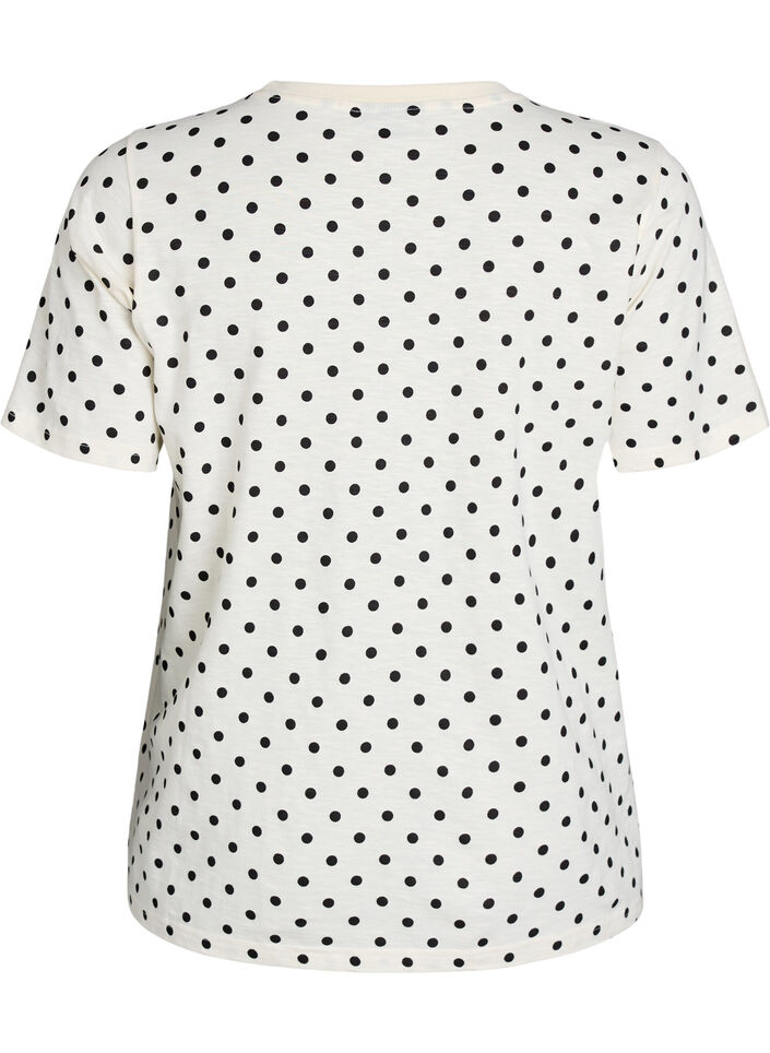 Polka dot cotton T-shirt, Vanilla, Packshot image number 1