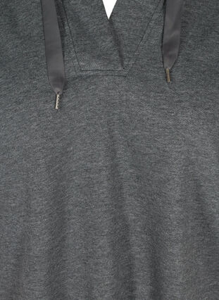 Sweatshirt with hood and slits, Dark Grey Melange, Packshot image number 2