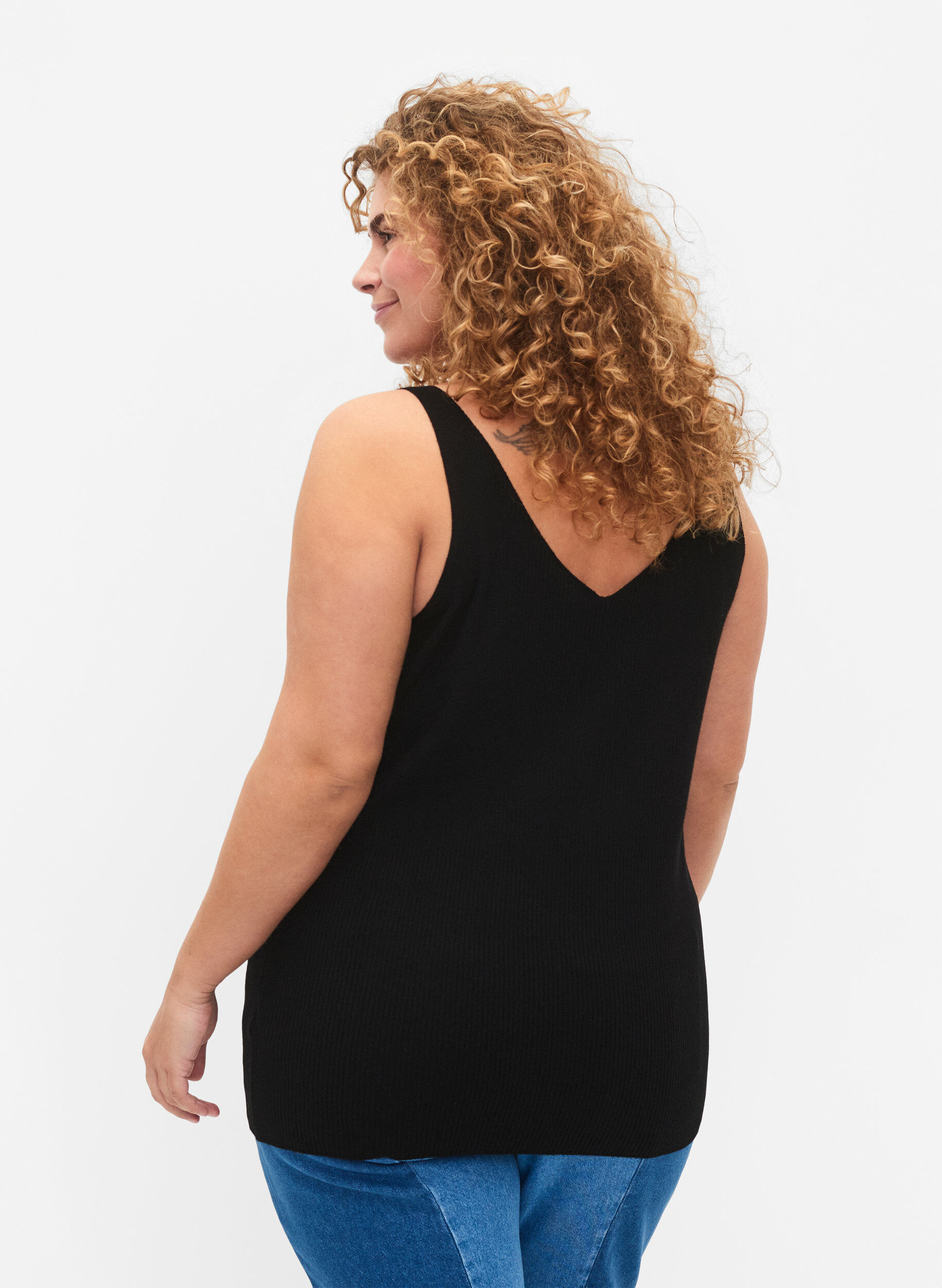 Zizzifashion Knitted top with v-neckline, Black, Model image number 1