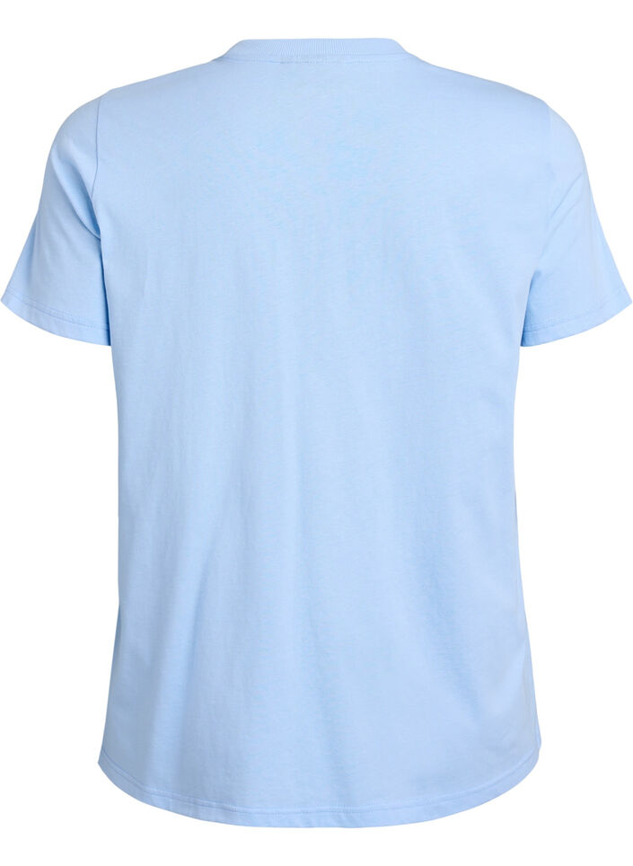 Basic cotton T-shirt with round neck, Blue, Packshot image number 1