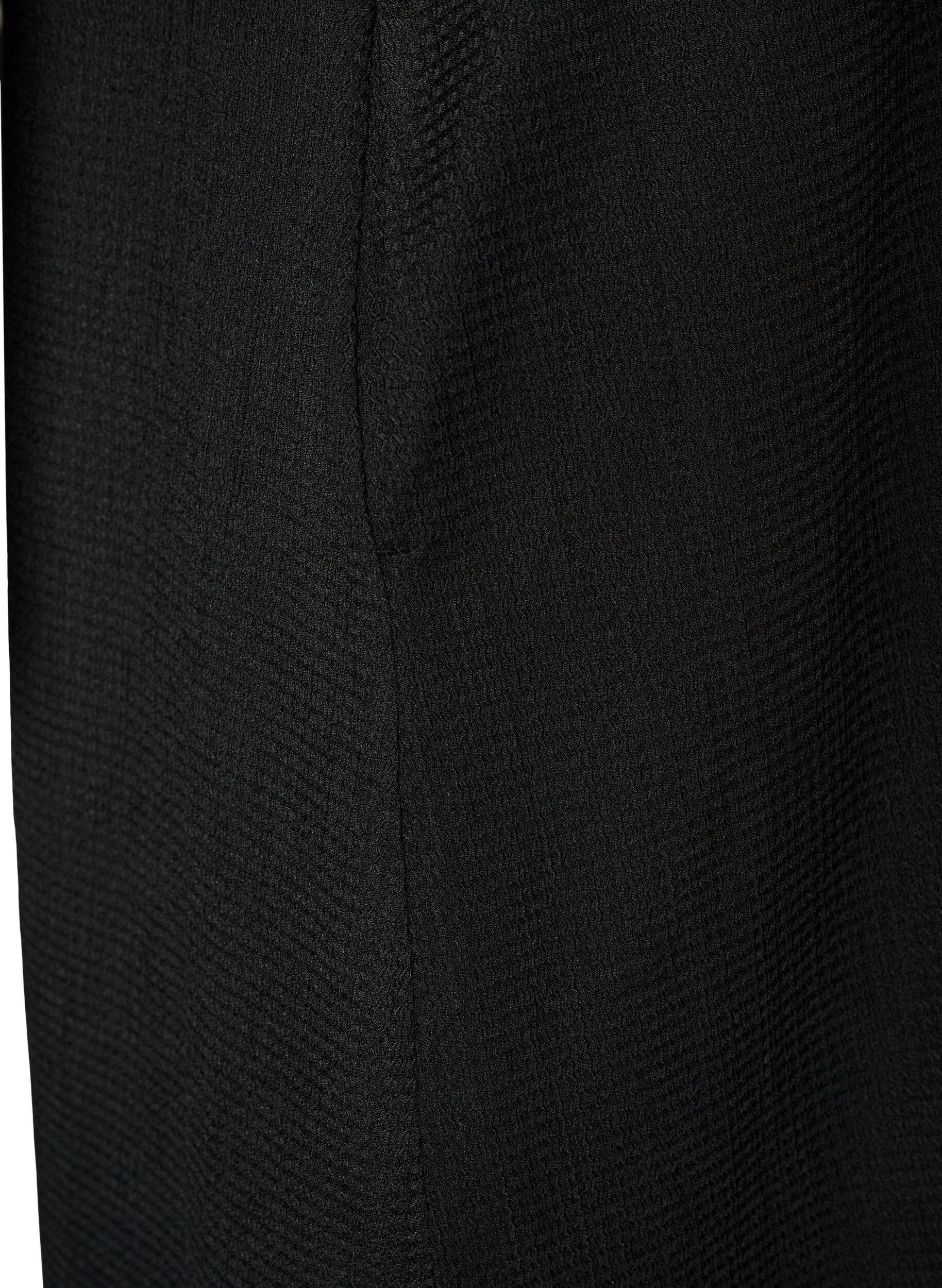 Zizzifashion Midi dress with V-neck and texture, Black, Packshot image number 3