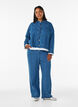 Myra jeans with wide fit and distressed pattern, Blue, Model image number 0
