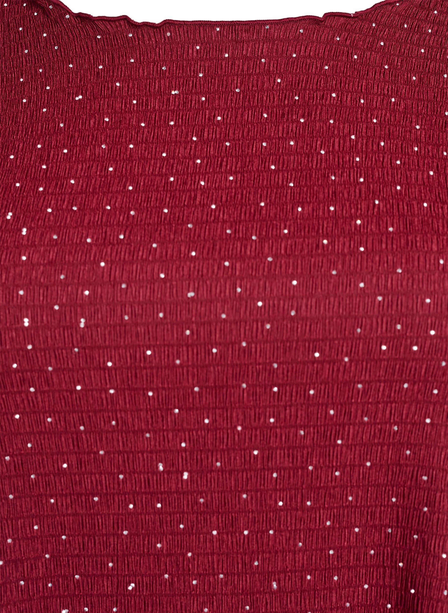Zizzifashion Long-sleeved blouse with rhinestones, Dark Bordeaux, Packshot image number 2