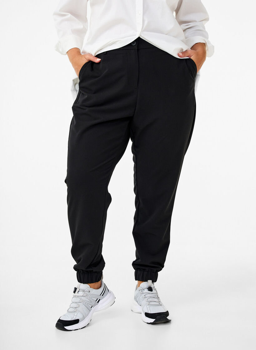 Trousers with elasticated waist and ankle, Black, Model image number 2