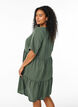 Short sleeve dress with a-line and cutlines, Green, Model image number 2
