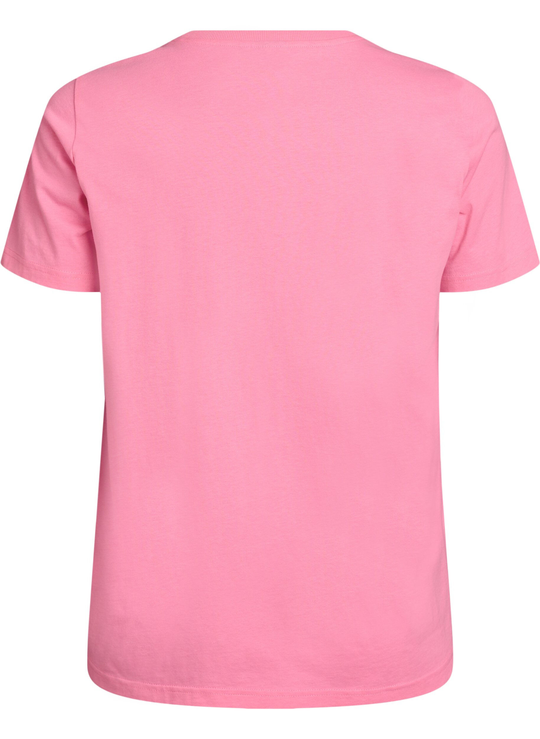 Zizzifashion Cotton t-shirt with fruit print and text, Pink, Packshot image number 1