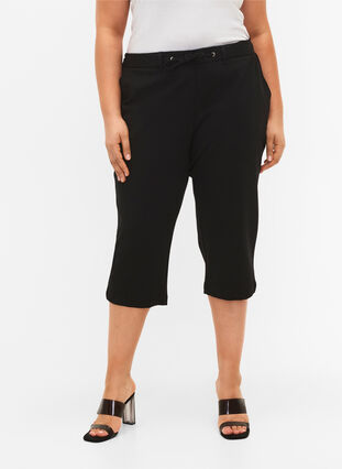 Capri trousers in viscose mix, Black, Model image number 2
