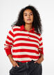 Long-sleeved polo shirt with stripes, Red, Model image number 0
