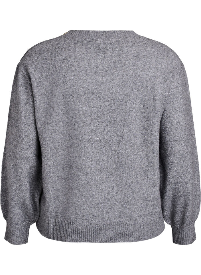 Knit blouse with button detail, Grey, Packshot image number 1