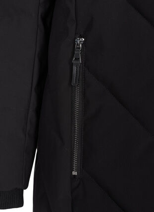 Winter jacket with removable hood and faux-fur collar, Black, Packshot image number 3