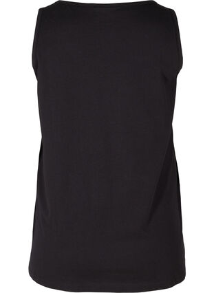 Sleeveless cotton sports top with print, Black Dont Look Back, Packshot image number 1