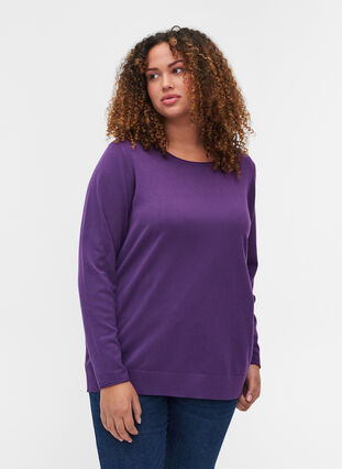 Plain, viscose blend knitted blouse, Majesty, Model image number 0