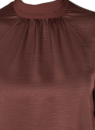 High neck blouse with puff sleeves, Brown Ass, Packshot image number 2