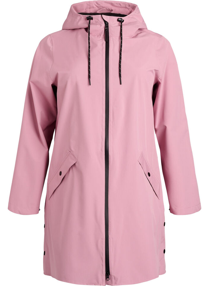 Rain jacket with pockets and a hood, Rose, Packshot image number 0