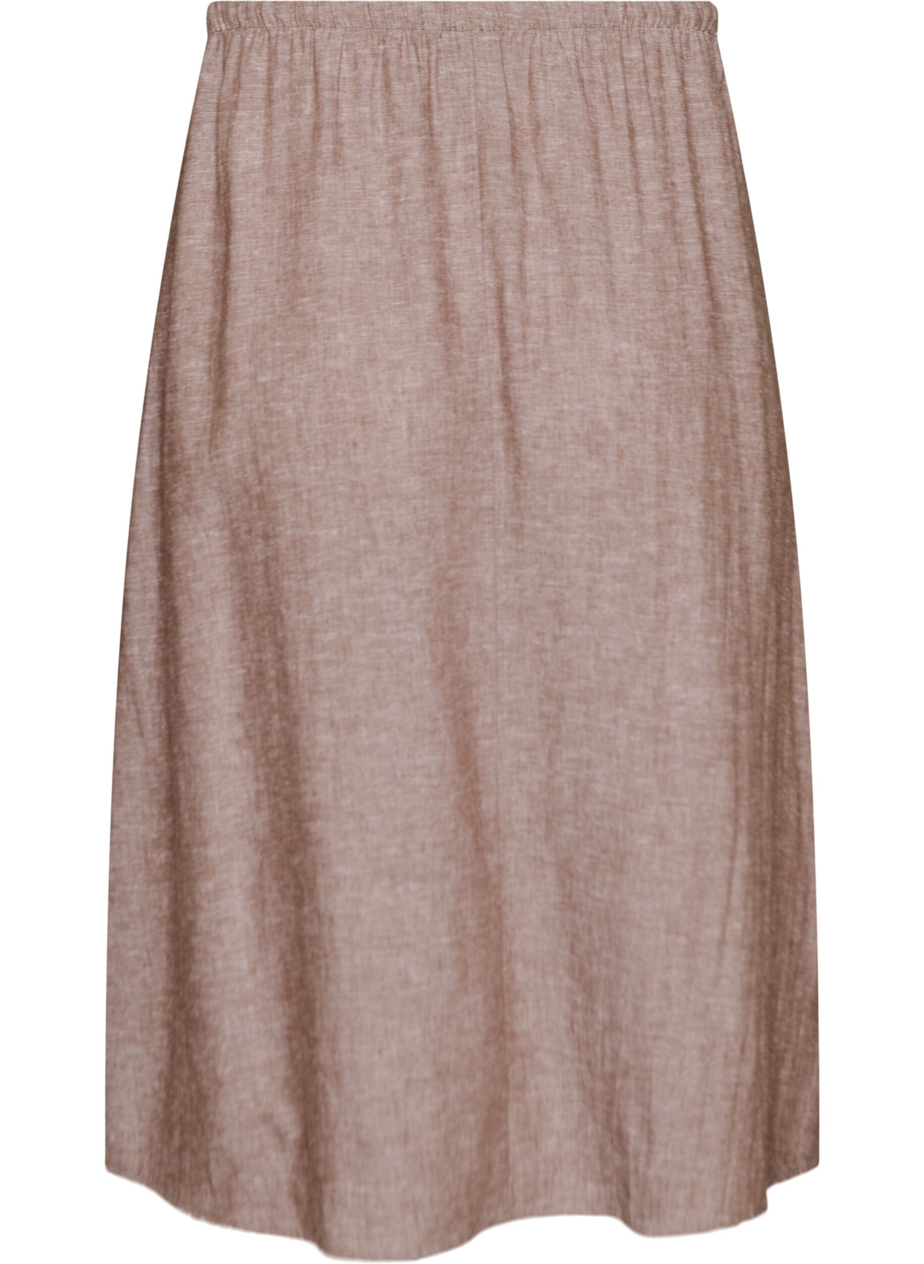 Zizzifashion A-line midi skirt in linen and viscose, Brown, Packshot image number 1
