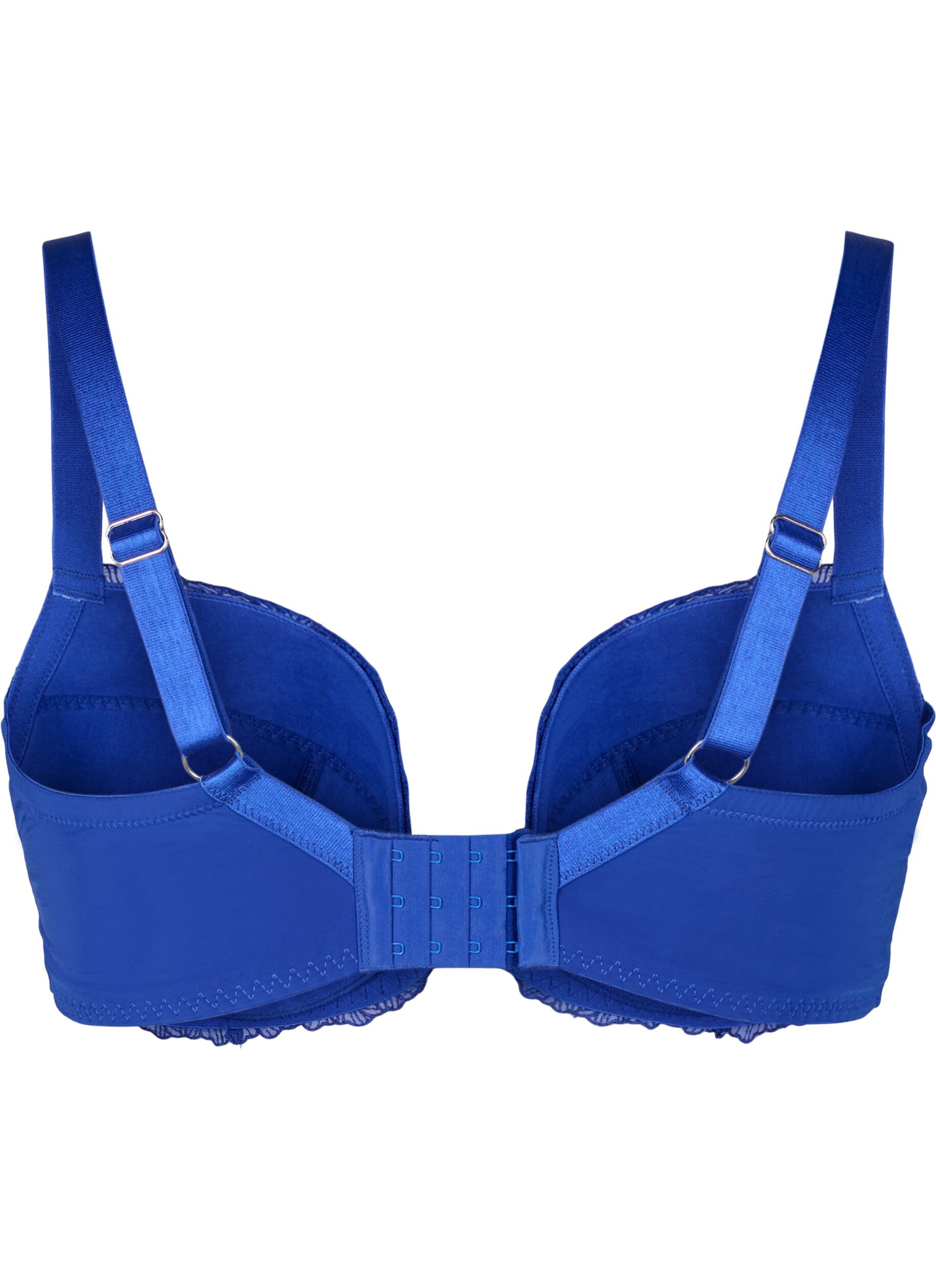 Zizzifashion Padded underwired bra with lace, Blue, Packshot image number 1