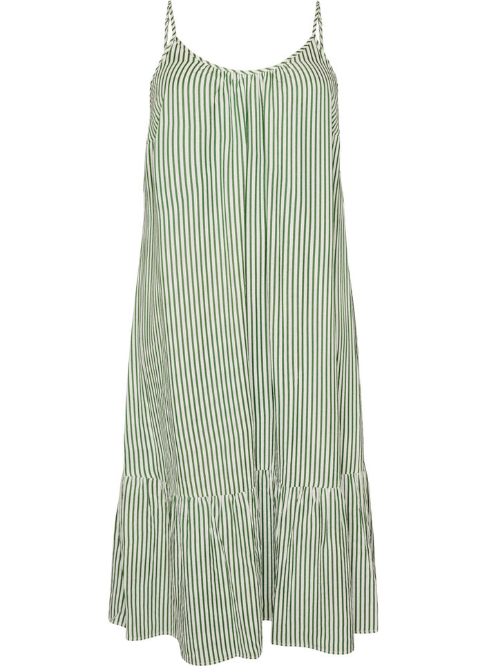 Summer dress with stripes and A-line shape, Green, Packshot image number 0