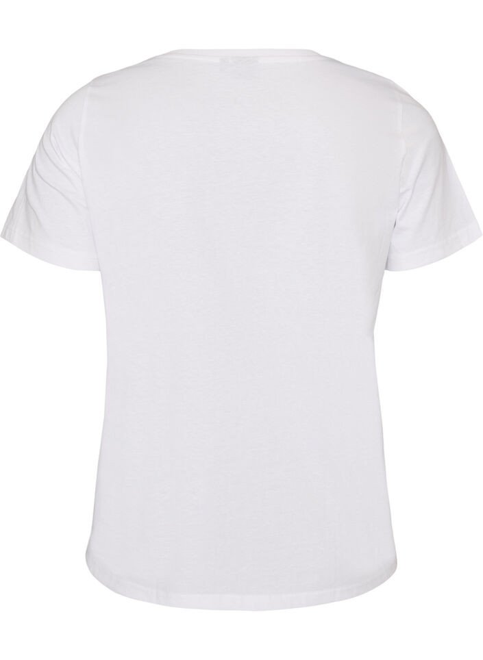 Cotton T-shirt with front print, White, Packshot image number 1