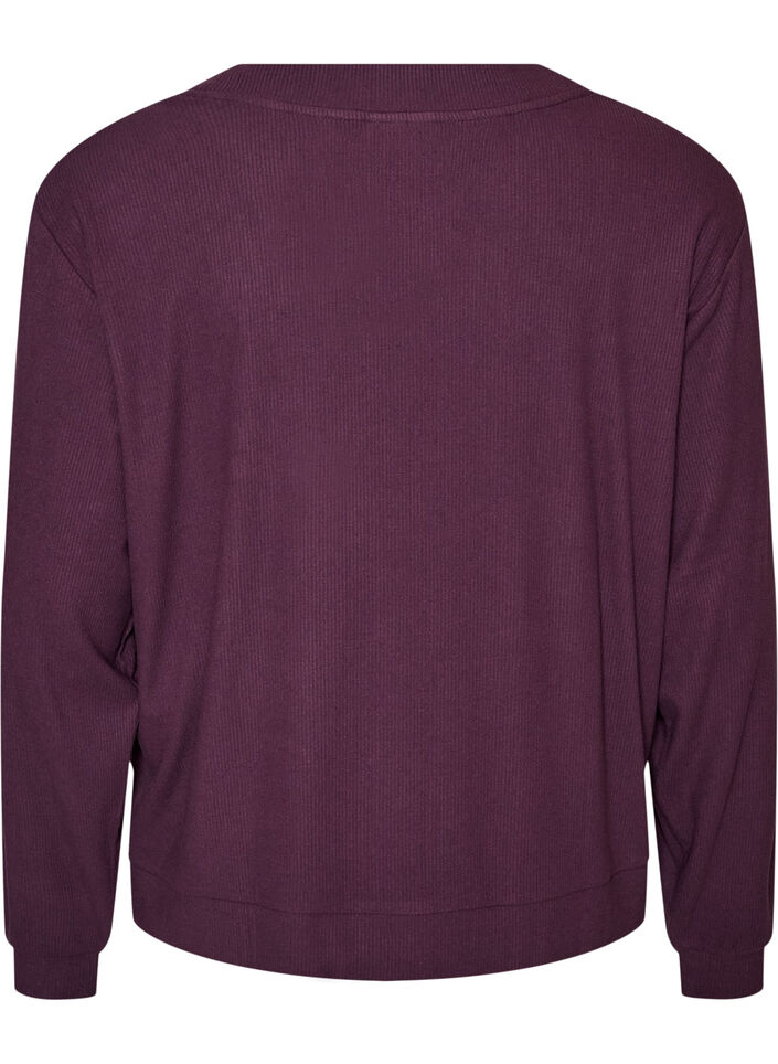 Ribbed jersey cardigan with V-neck, Purple, Packshot image number 1