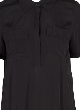 Short-sleeved tunic in viscose, Black, Packshot image number 2