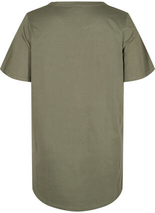 Cotton t-shirt with V-neck and buttons, Thyme, Packshot image number 1