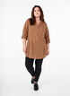 Cotton tunic with 3/4 sleeves, Coca Mocha, Model image number 2