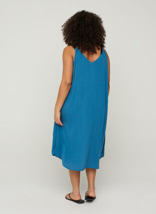 Button-through beach dress in viscose, Midnight , Model image number 0