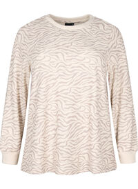 Long-sleeved velour blouse with print
