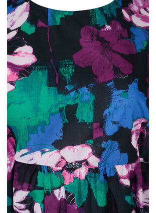 Tunic with floral print in viscose, Black Flower AOP, Packshot image number 2