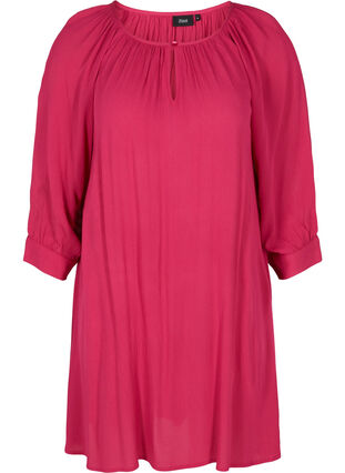 Viscose tunic with 3/4 sleeves, Pink Peacock, Packshot image number 0