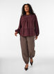 Blouse with embroidery and eyelet embroidery trim, Dark Bordeaux, Model image number 1