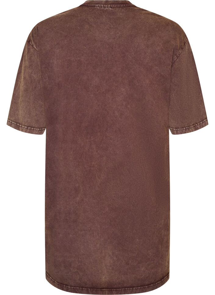 Loose T-shirt dress with a washed look, Brown, Packshot image number 1