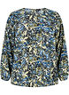 Blouse with puff sleeves, Blue Green AOP, Packshot image number 0