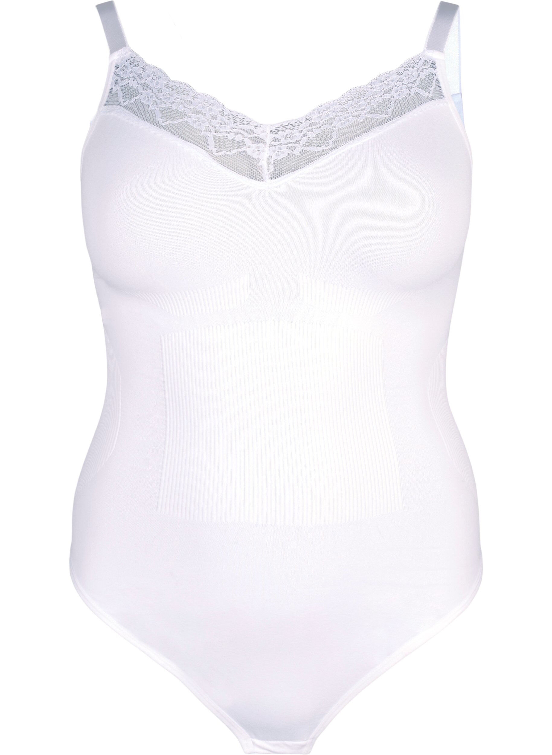 Zizzifashion Shapewear bodystocking with laces, White, Packshot image number 0