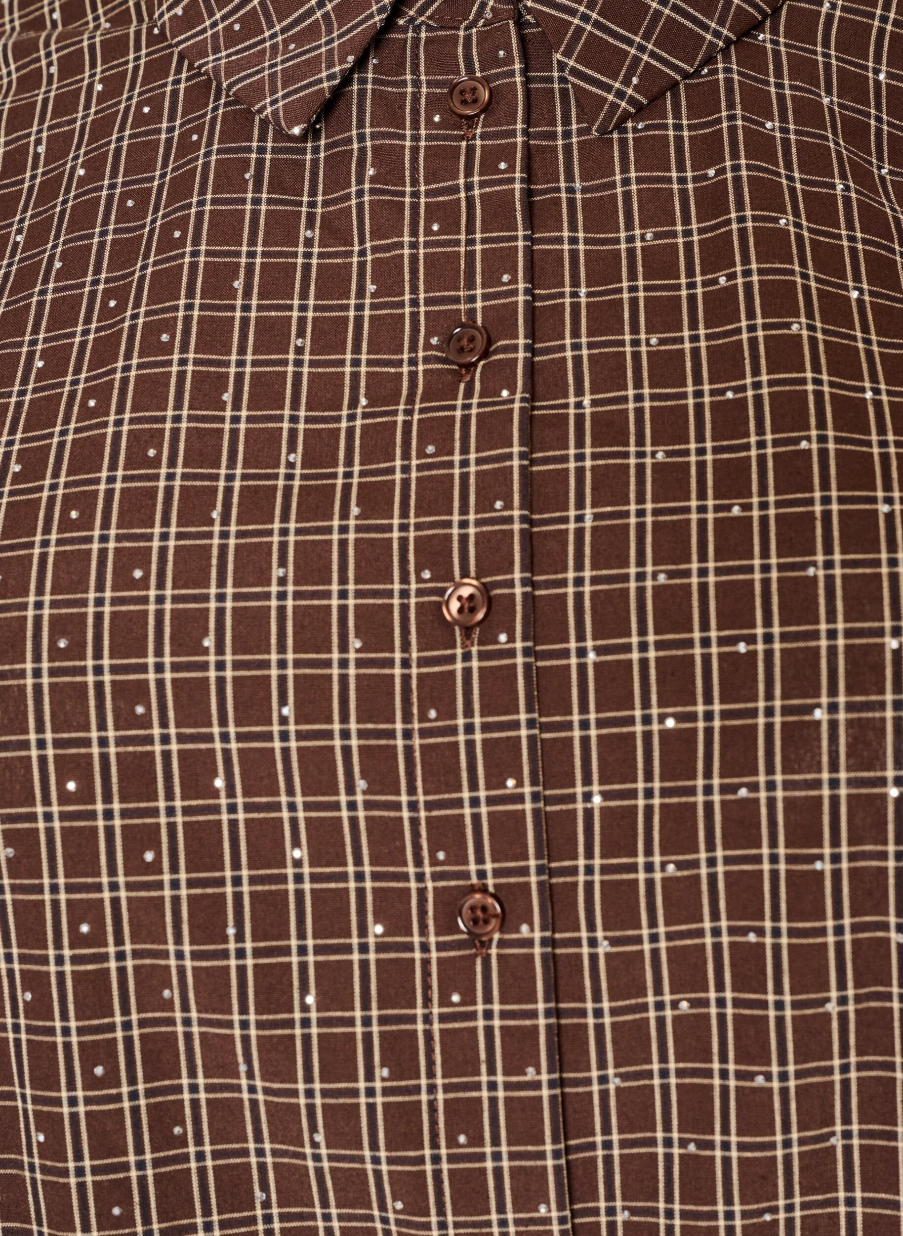 ZizzifashionChecked shirt with rhinestones, Brown, Packshot image number 2