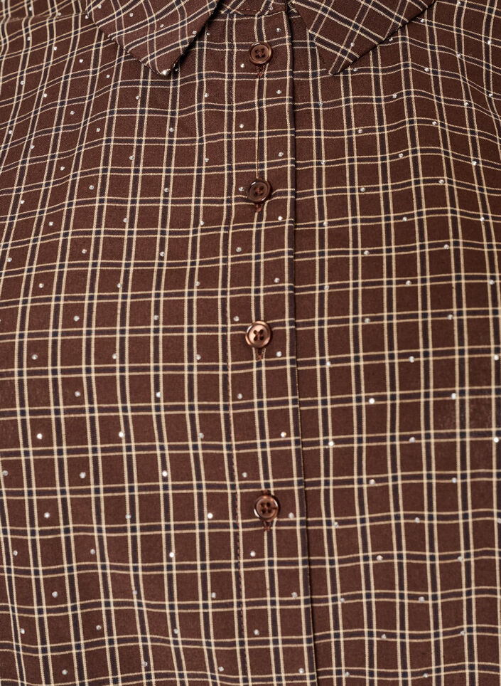 Checked shirt with rhinestones, Brown, Packshot image number 2