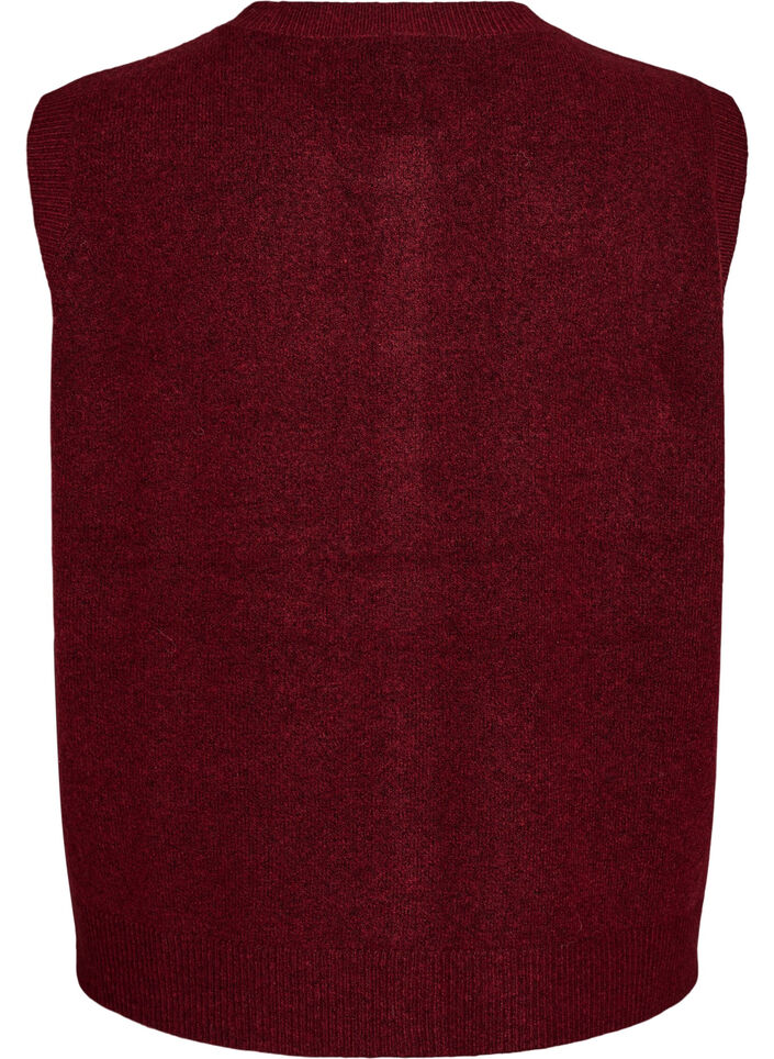 Knitted vest with decorative buttons, Dark Bordeaux, Packshot image number 1