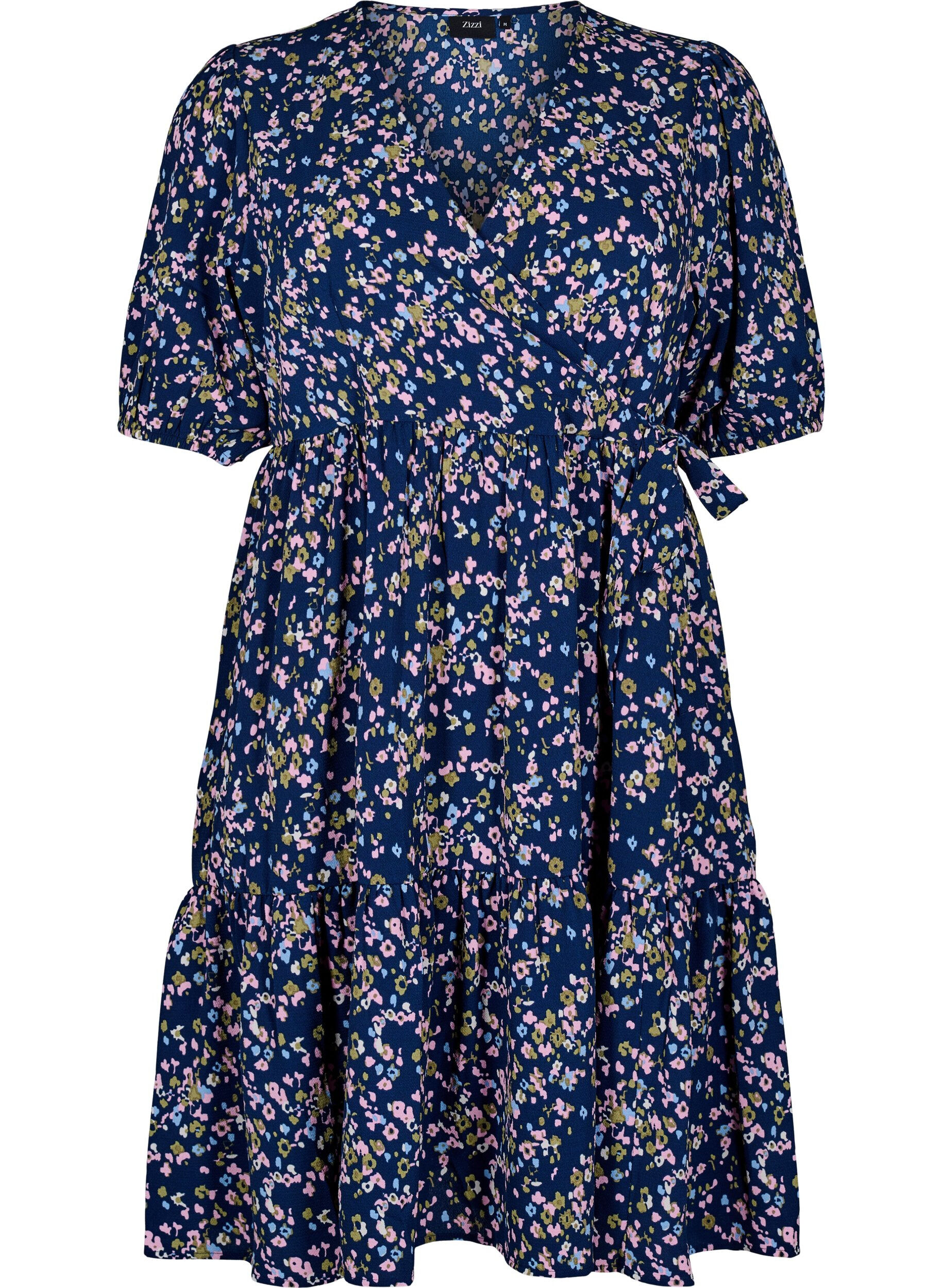 Zizzifashion Wrap dress with short sleeves, Begonia P.Ditzy AOP, Packshot image number 0