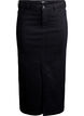 Midi denim skirt with a front slit, Black, Packshot image number 0