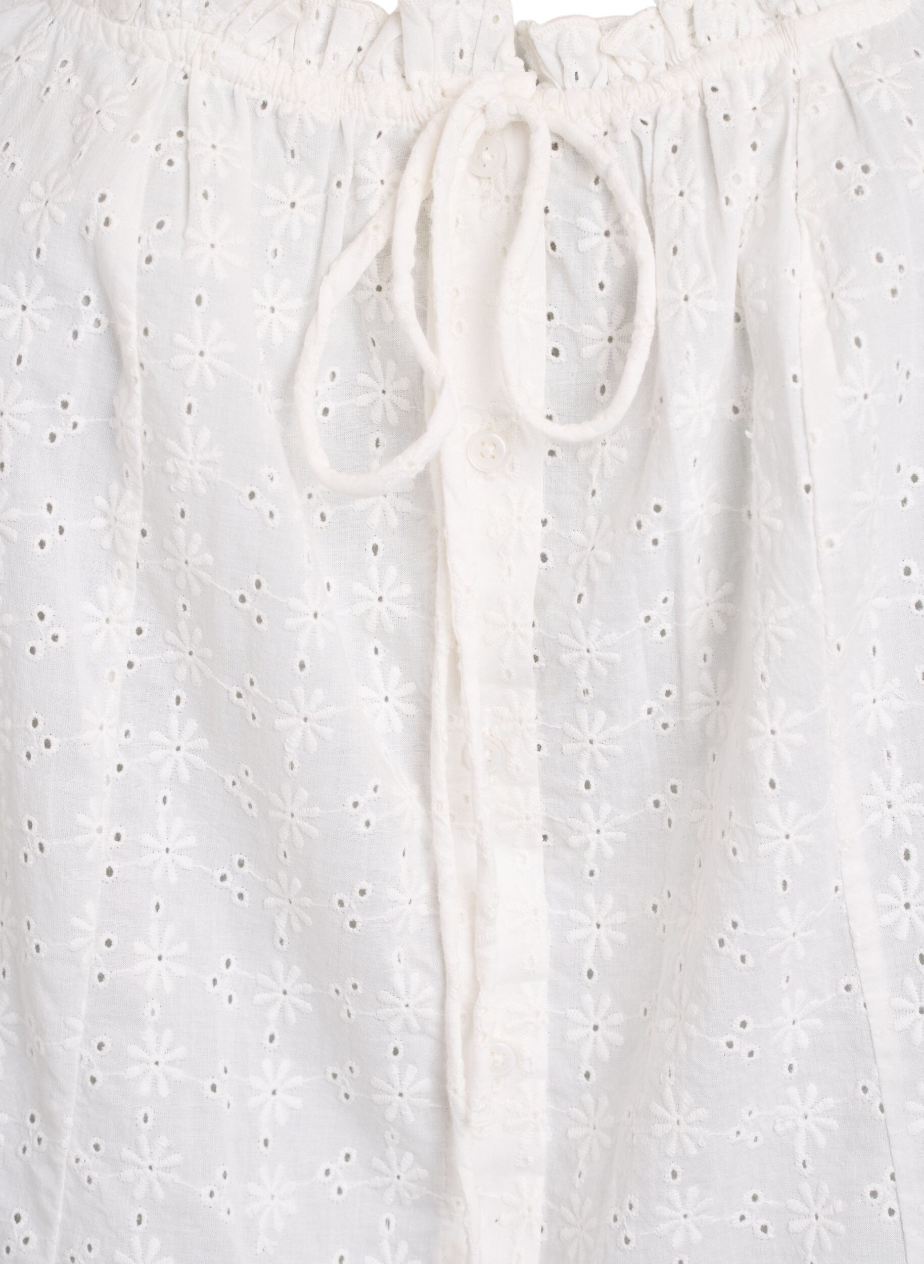 Zizzifashion Sleeveless blouse with broderie anglaise and ruffles, Vanilla, Packshot image number 2