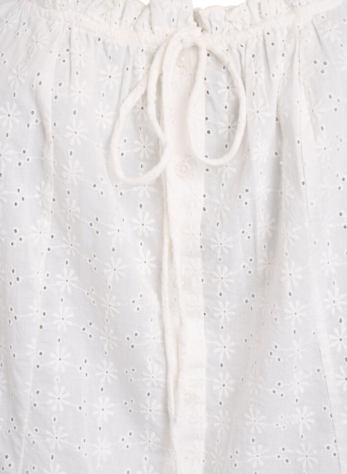 Sleeveless blouse with broderie anglaise and ruffles, Vanilla, Packshot image number 2