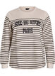 Sweatshirt with stripes and text print, Beige, Packshot image number 0