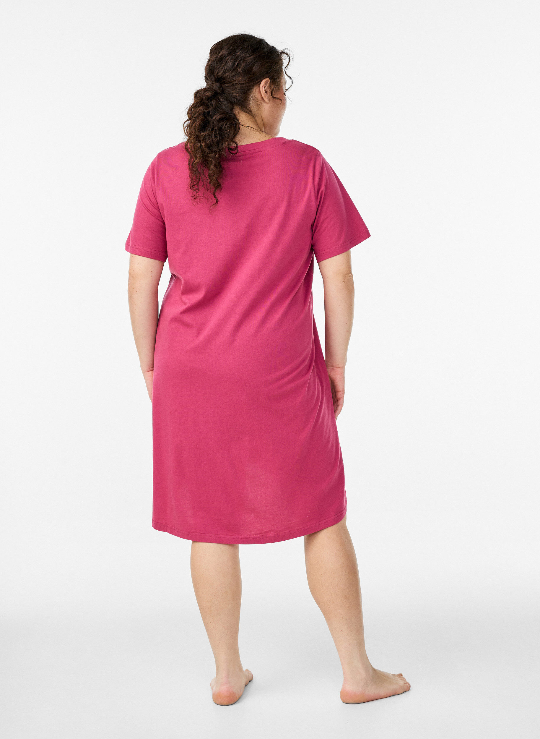 Zizzifashion Organic cotton nightdress with V-neck, Red, Model image number 1