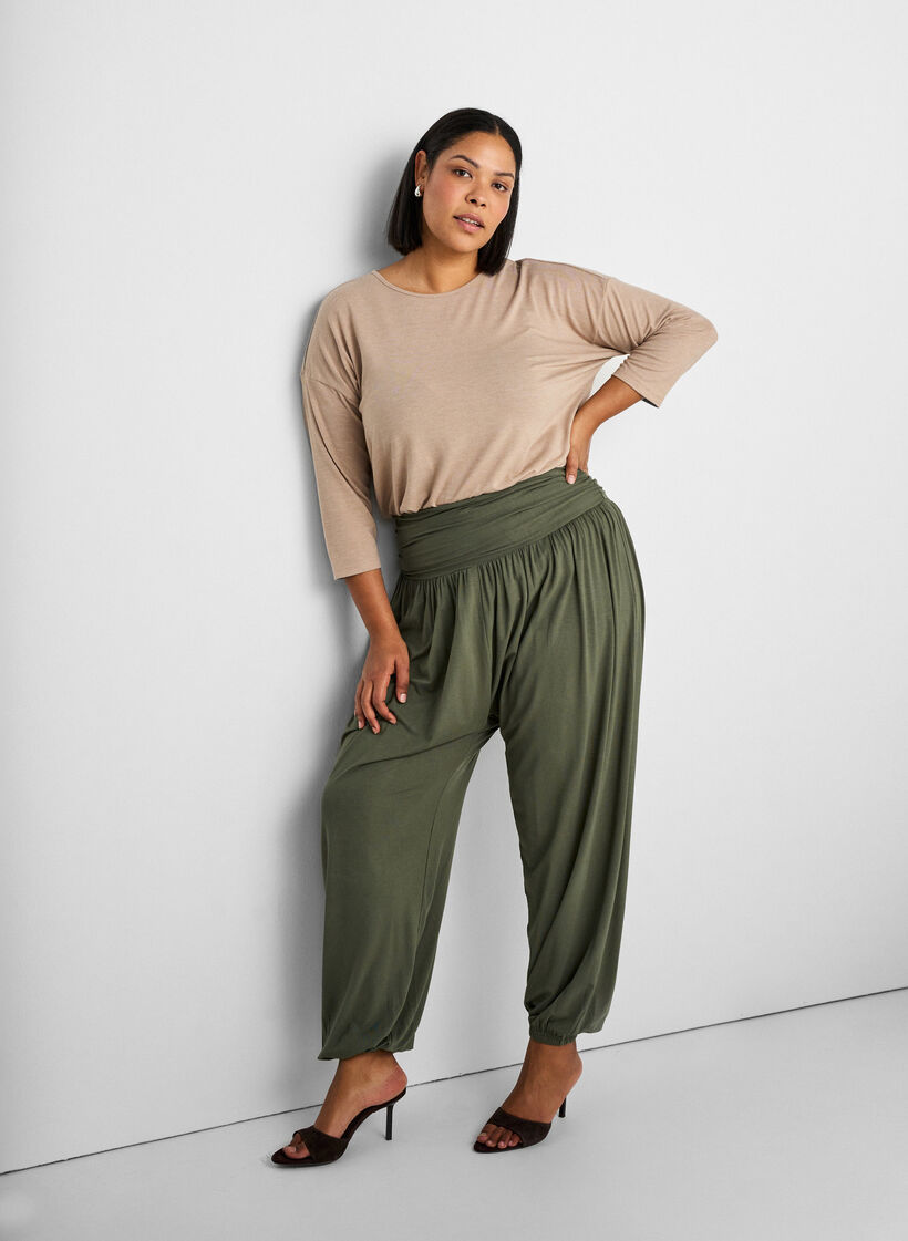 Loose-fitting harem trousers, Green, Image image number 0