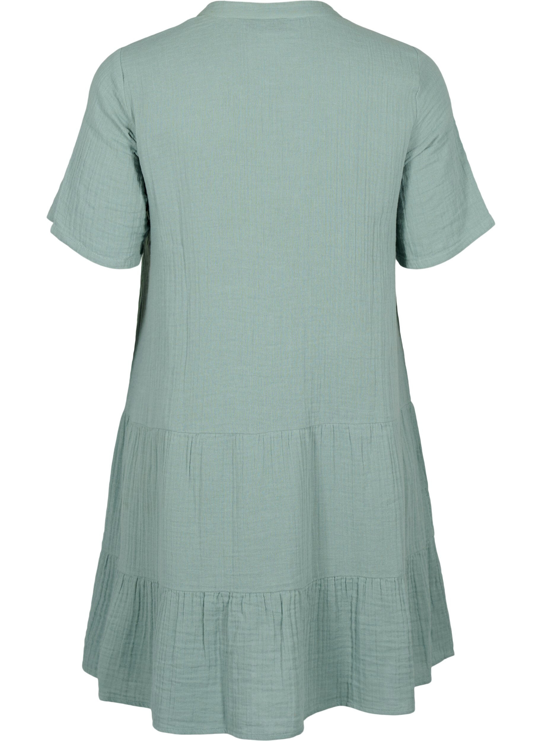 Zizzifashion Short sleeve dress in 100% cotton, Chinois Green, Packshot image number 1