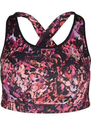 Printed sports top with cross back, Multi Pink, Packshot image number 0