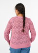 Patterned knit blouse with wavy edge and round neckline, Rose, Model image number 2