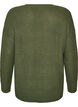 Long rib-knitted blouse with a V-neck, Green, Packshot image number 1